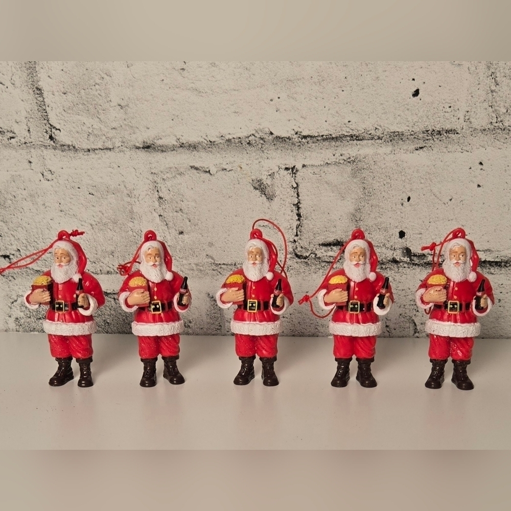 Coca Cola Santa Christmas Ornaments Vintage Style Holiday Decor Lot of 5